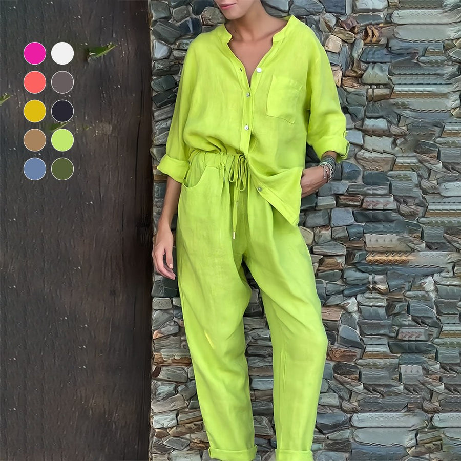 Jade Linen Shirt with Long Sleeve