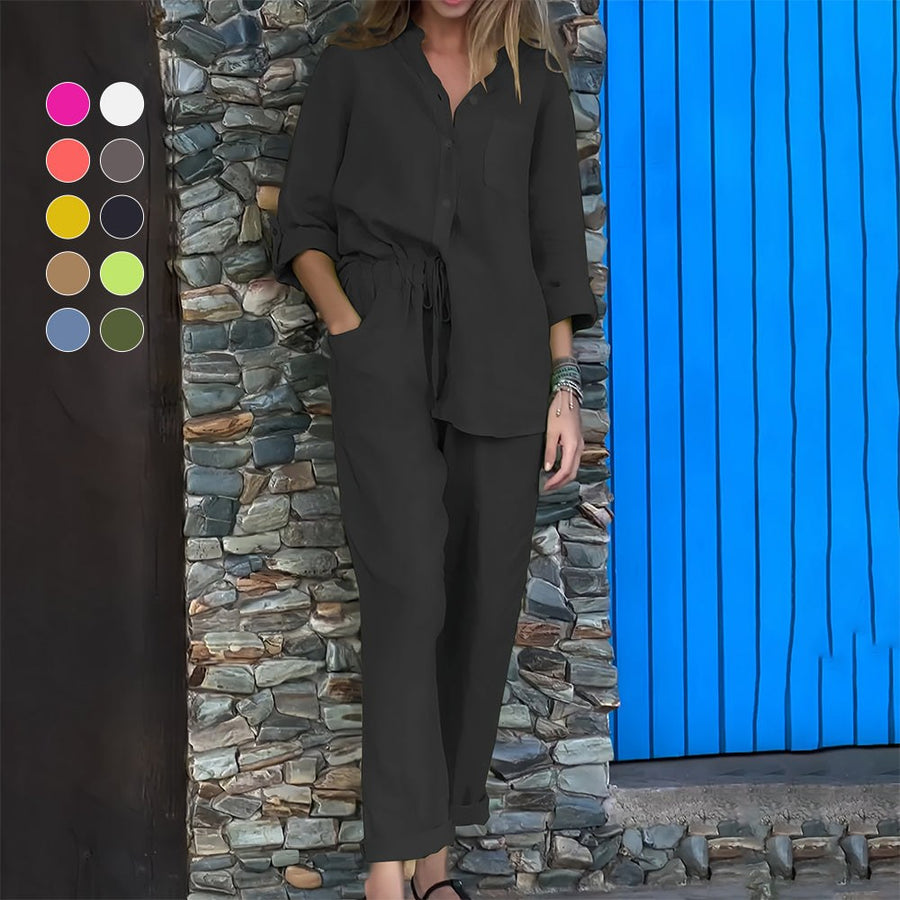 Jade Linen Shirt with Long Sleeve