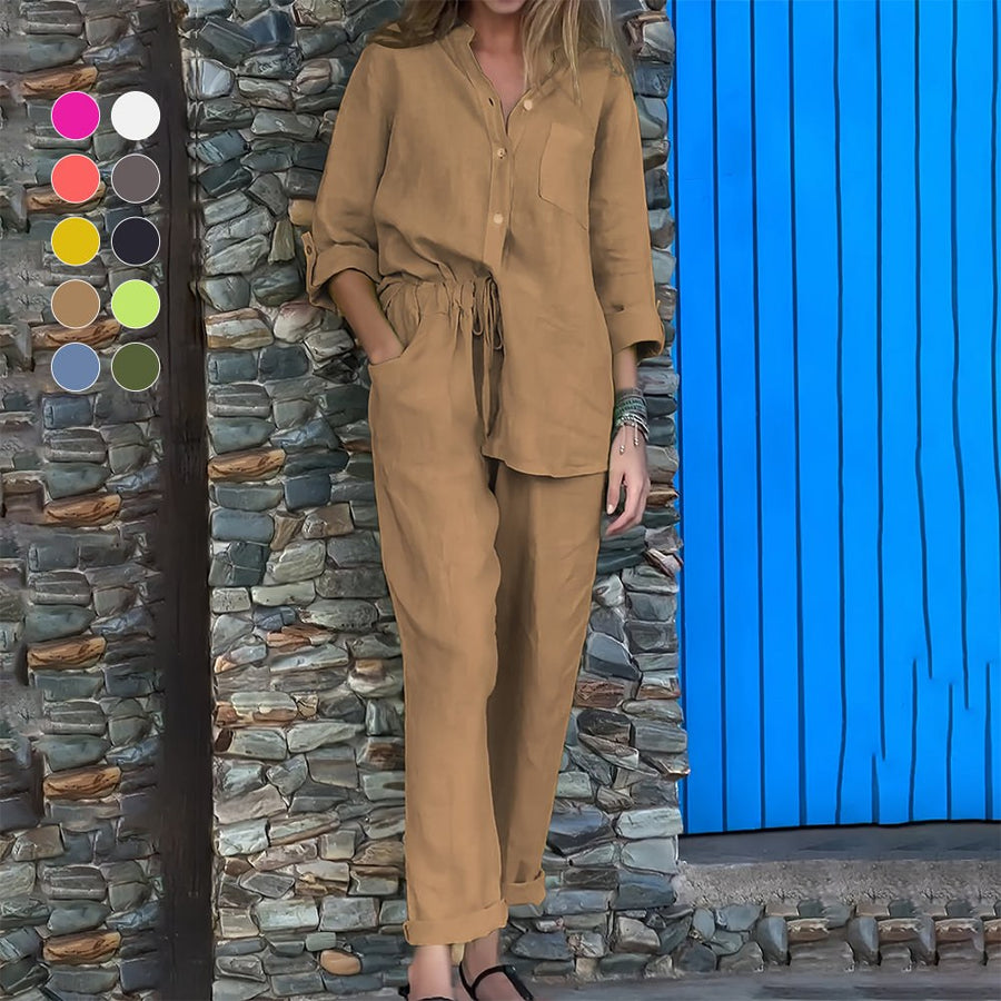 Jade Linen Shirt with Long Sleeve