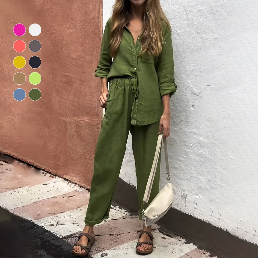 Jade Linen Shirt with Long Sleeve