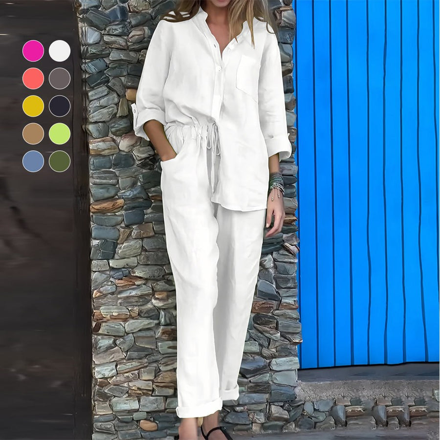 Jade Linen Shirt with Long Sleeve