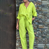 Jade Linen Shirt with Long Sleeve