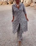 Jade Women's 2 Piece Printed Wide Leg Trouser Set 3/4 Sleeve