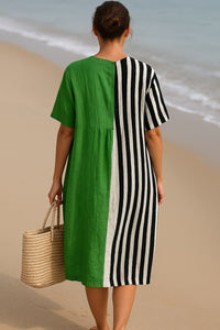 Jai™ Vibrant Green Dress Featuring Black Stripes in Green
