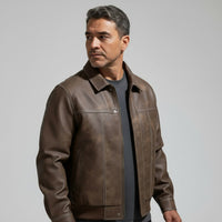 James Anthony Leather Jacket in Espresso Brown
