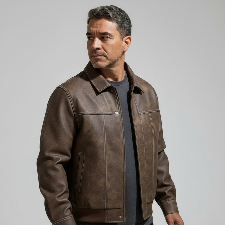 James Anthony Leather Jacket in Espresso Brown