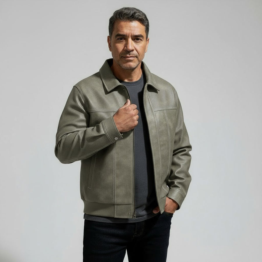 James Anthony Leather Jacket in Pistachio