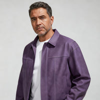 James Anthony Leather Jacket in Purple