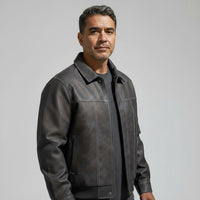 James Anthony Leather Jacket in Slate Gray