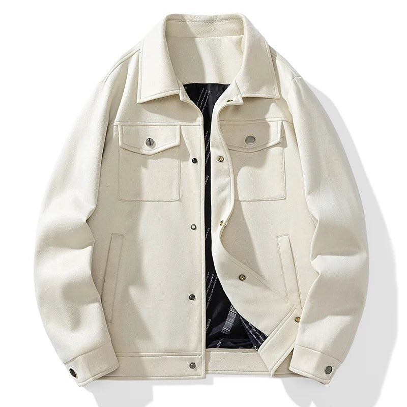 James Anthony Suede Jacket in Pearl White