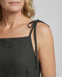 Jana Airy Linen Dress with Pockets in Black