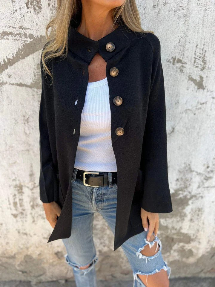 Jana Casual Cardigan with Oversized in Black