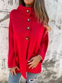 Jana Casual Cardigan with Oversized in Red