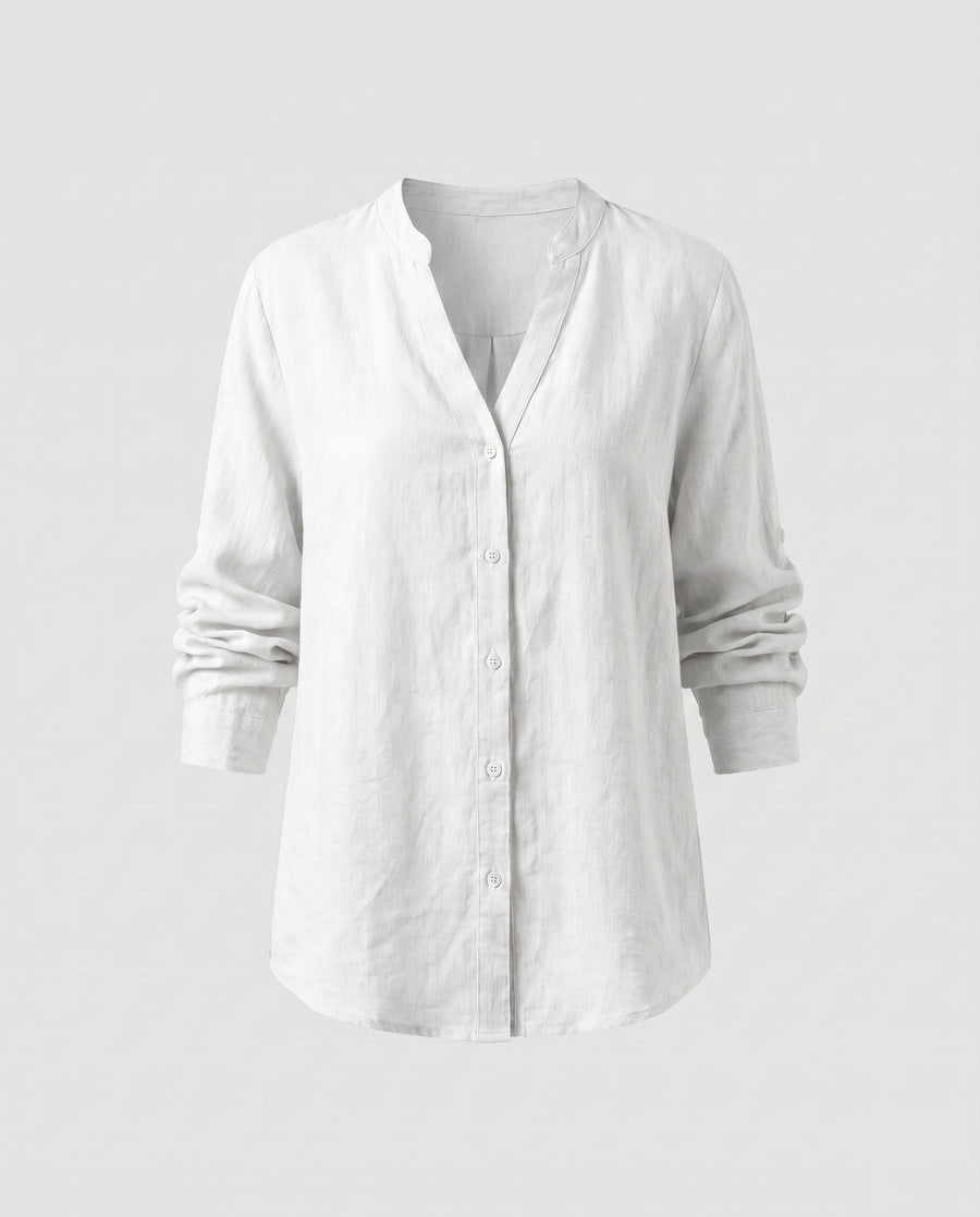 Jana Casual Linen Blouse in White