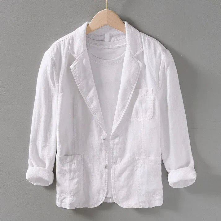 Jana Lightweight Linen Blazer in White