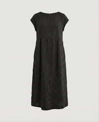 Jana Linen Maxi Dress with Pockets in Black