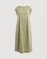 Jana Linen Maxi Dress with Pockets in Green