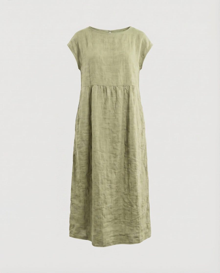 Jana Linen Maxi Dress with Pockets in Green