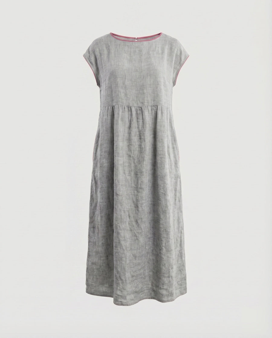 Jana Linen Maxi Dress with Pockets in Grey