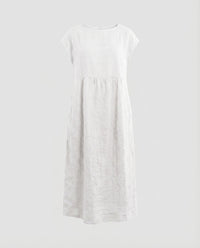 Jana Linen Maxi Dress with Pockets in White