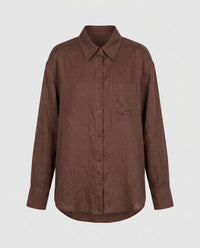 Jasmine Casual Linen Blouse in Haselnuss
