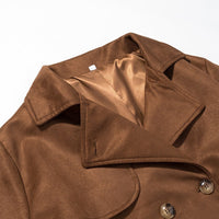 Jasmine Elegant Leather Trench Coat with Pockets and Belted in Brown