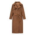 Jasmine Elegant Leather Trench Coat with Pockets and Belted