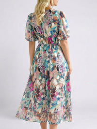 Jasmine Women's Floral V Neck Midi Dress in Floral