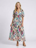 Jasmine Women's Floral V Neck Midi Dress