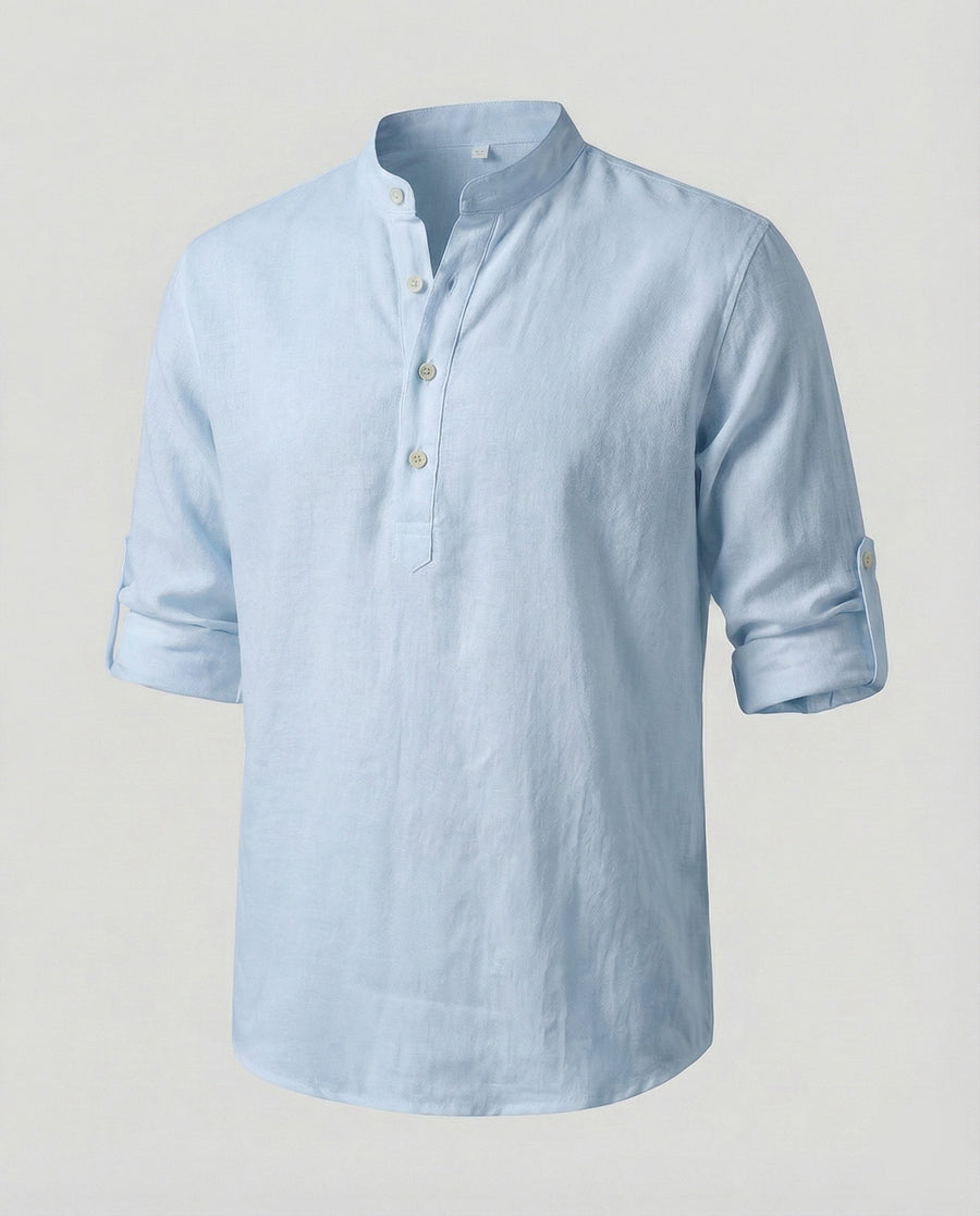 Jasper Casual Linen Shirt in Light Blue