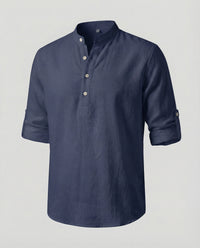 Jasper Casual Linen Shirt in Navy
