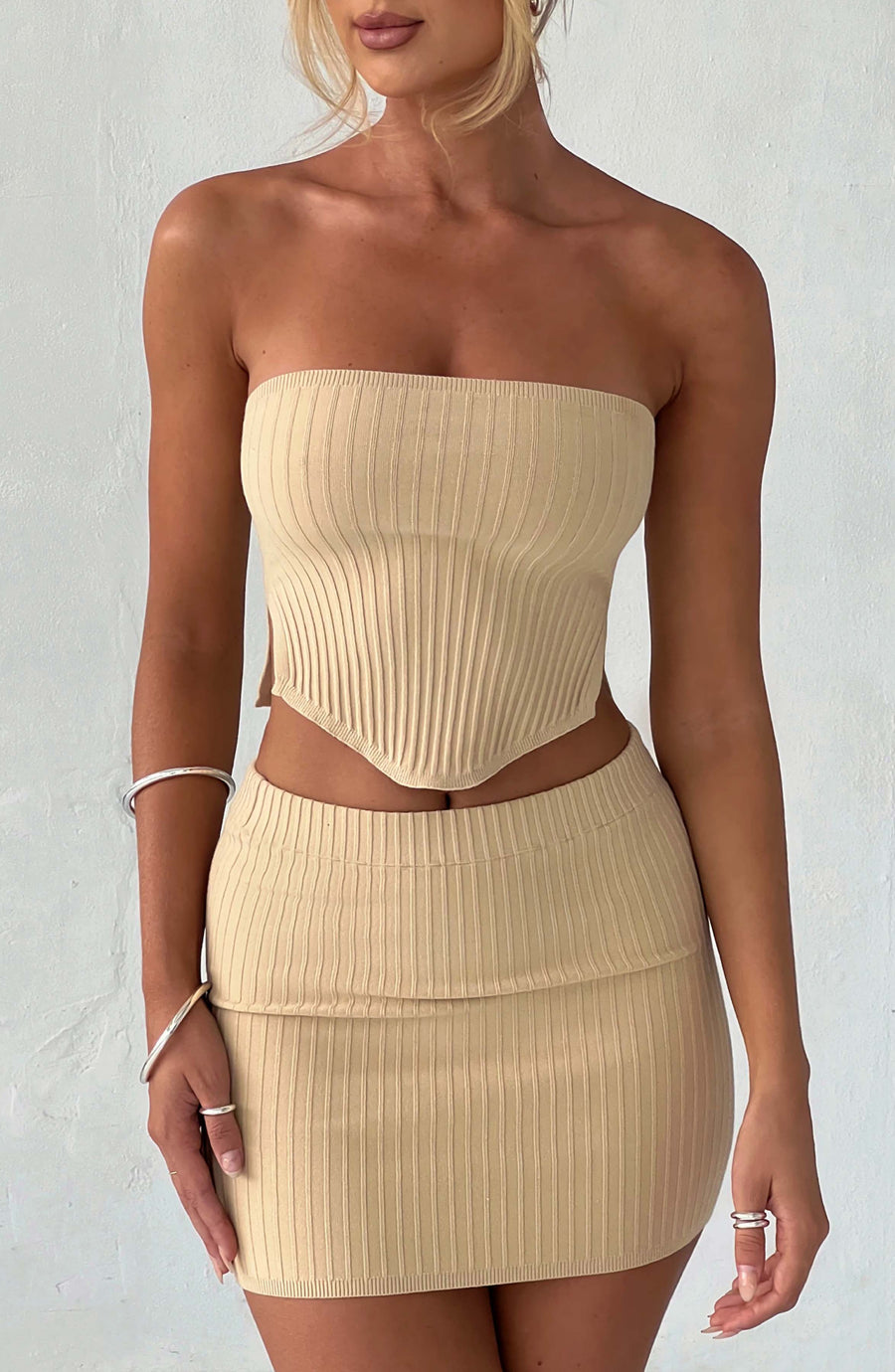 Corinne Mini Skirt - Beige