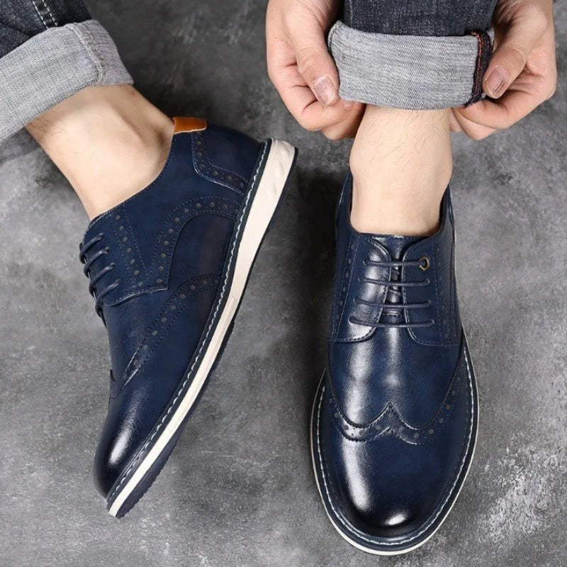 Jefferson Wingtip Brogue Derby in Royal Blue
