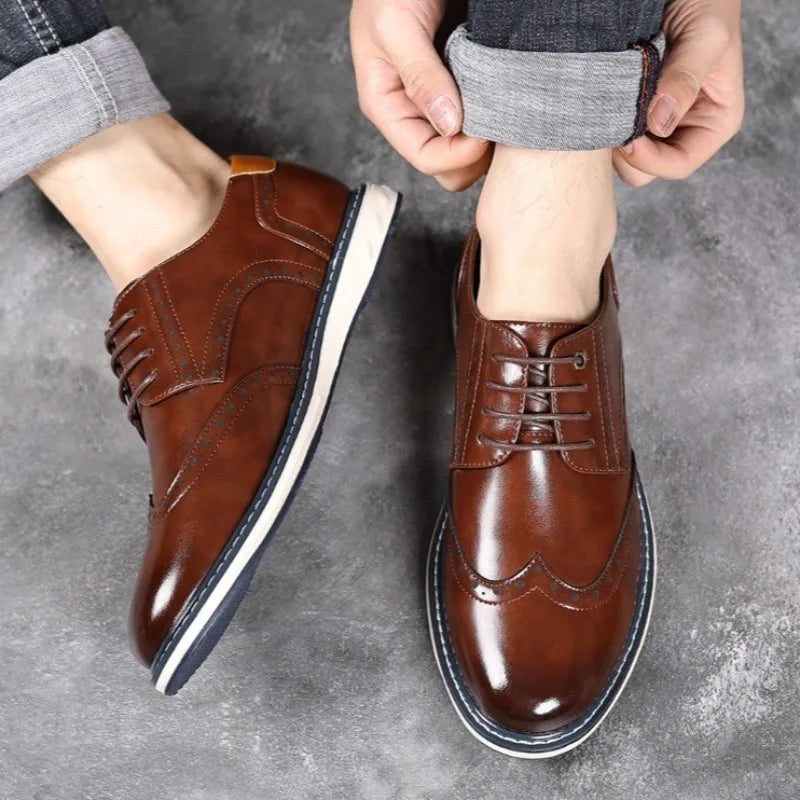Jefferson Wingtip Brogue Derby in Sienna Brown