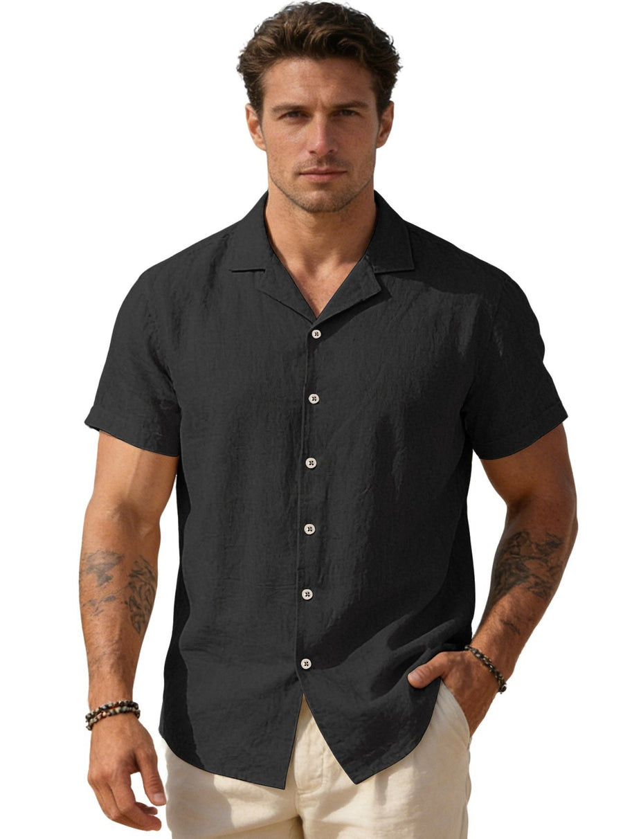 Jelle Airy Linen Shirt in Black