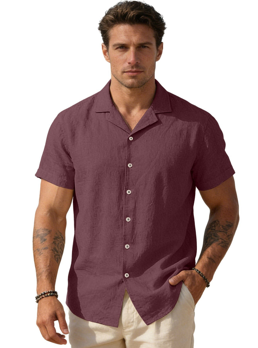 Jelle Airy Linen Shirt in Wine Red
