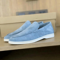 Jelle Leather Moccasins in Sky Blue