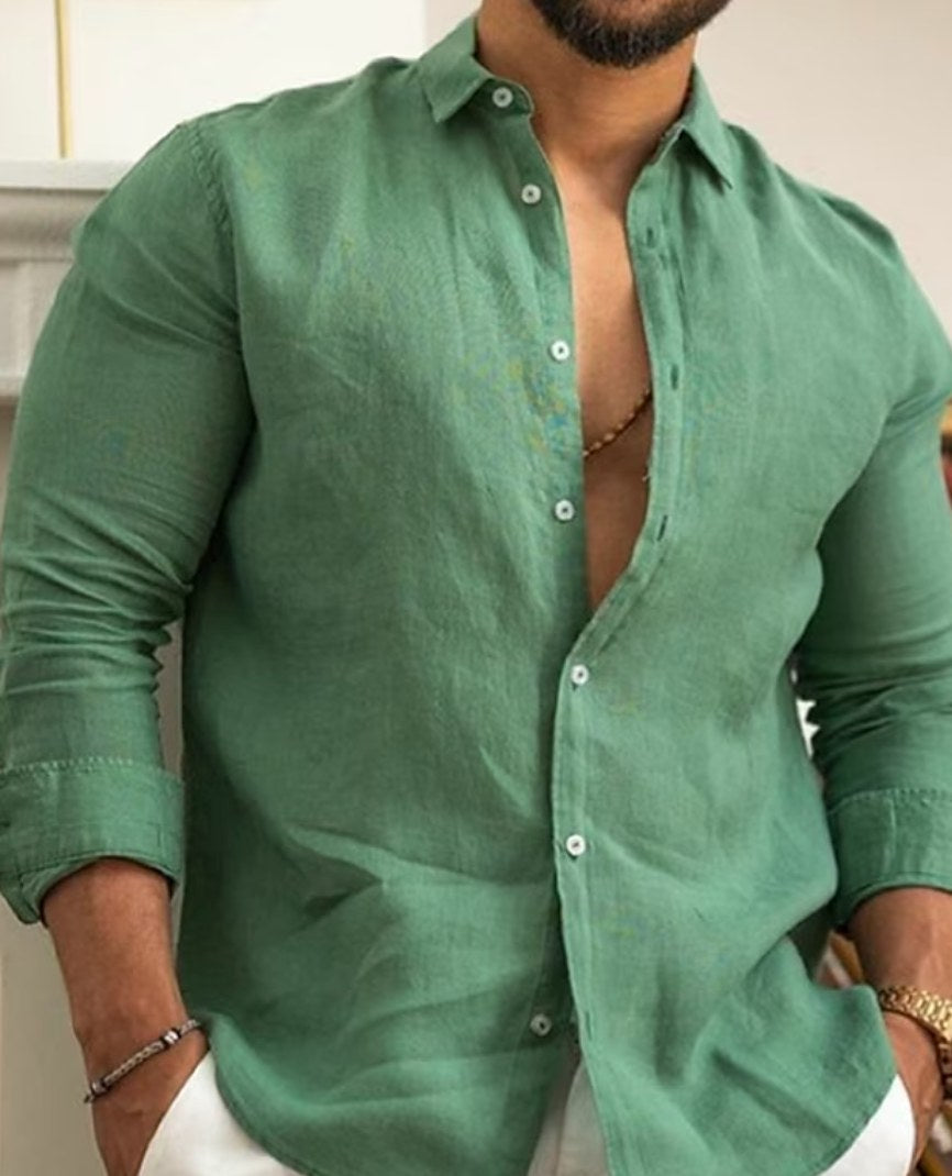 Jelle Linen Shirt in Green