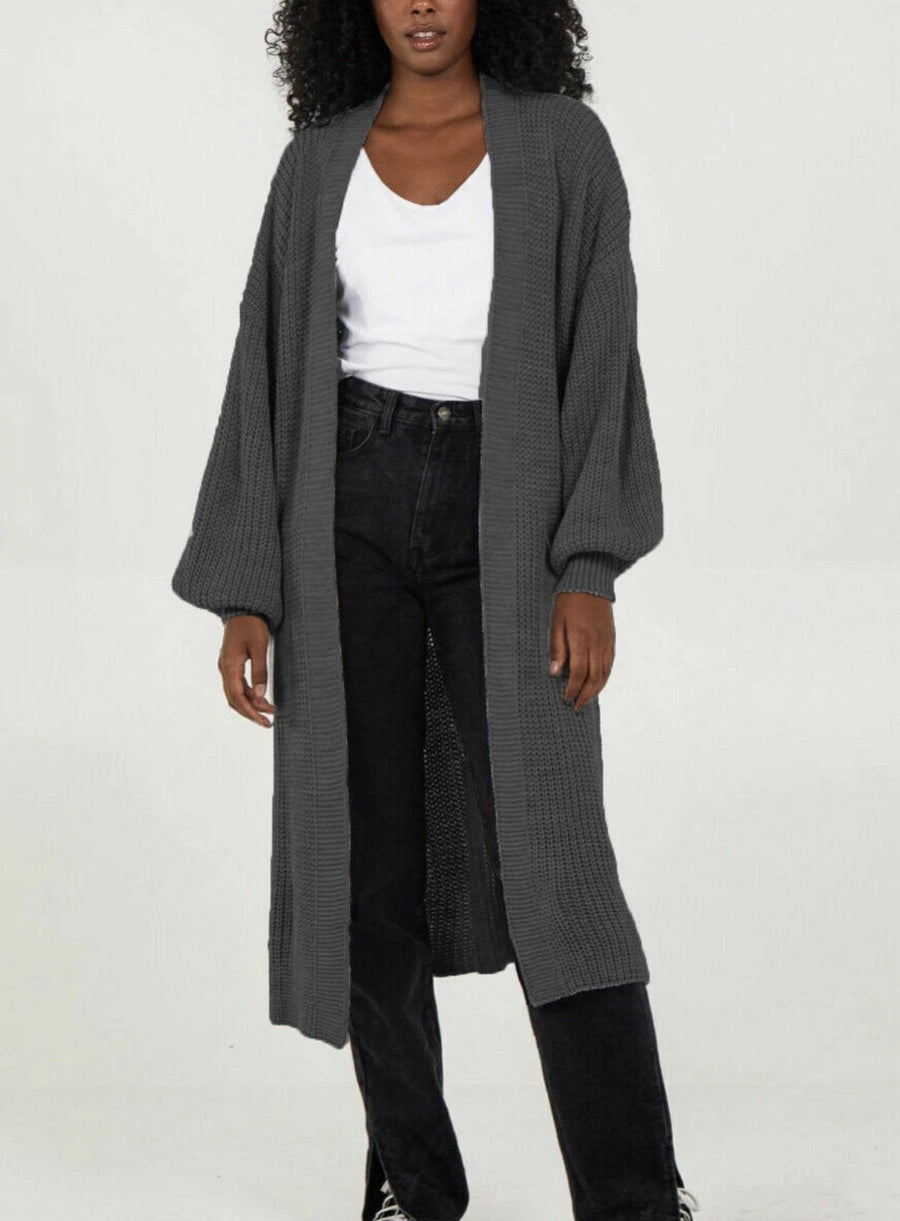 Jemima Airy Knit Cardigan in Dark Grey