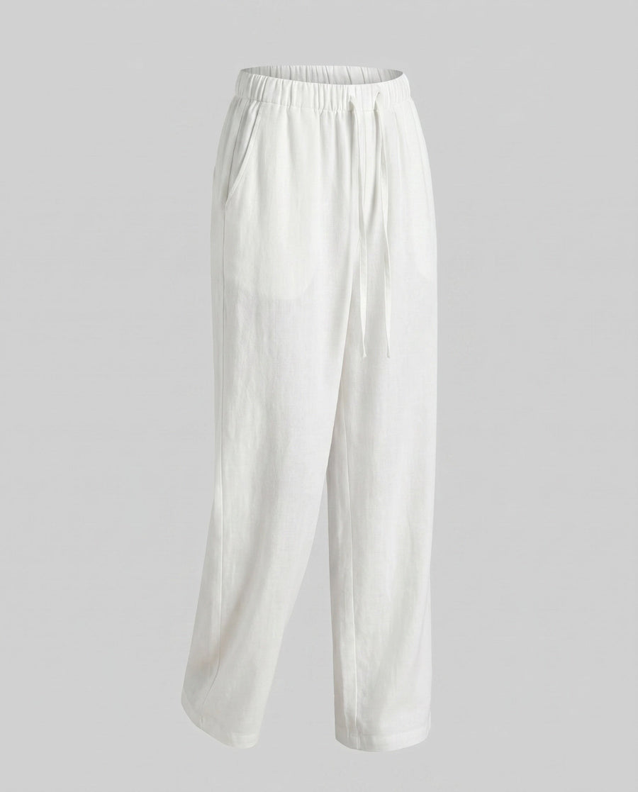 Jemima Casual Linen Trousers in White