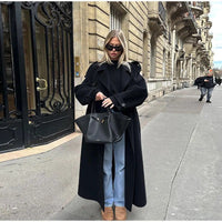 Jemima Elegant Trench Coat with Pockets in Black