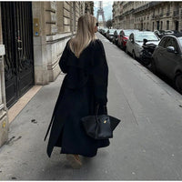 Jemima Elegant Trench Coat with Pockets in Black