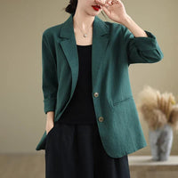 Jemima Linen Jacket in Dark Green
