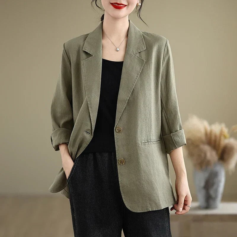 Jemima Linen Jacket in Khaki