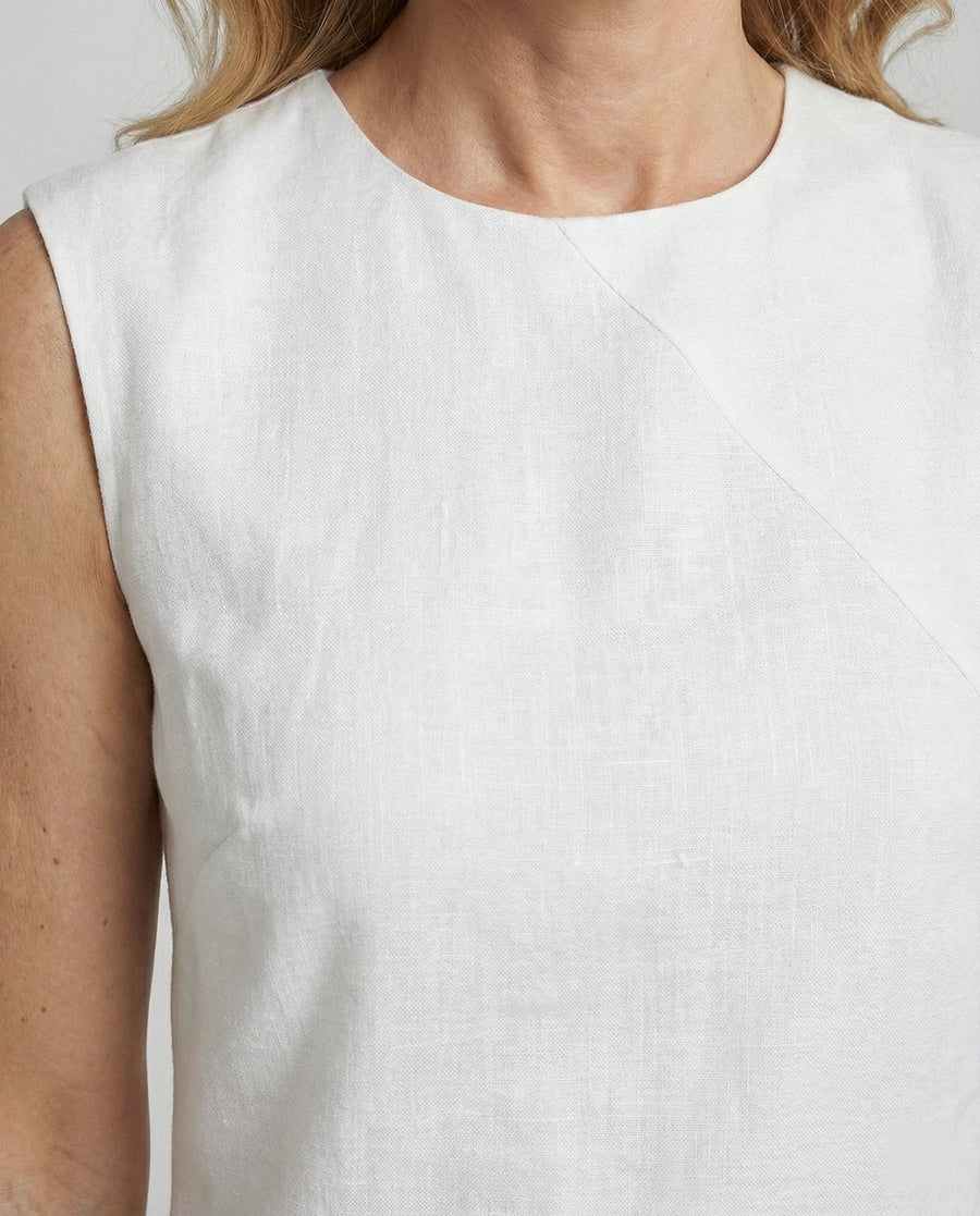 Jemima Linen Midi Dress in White