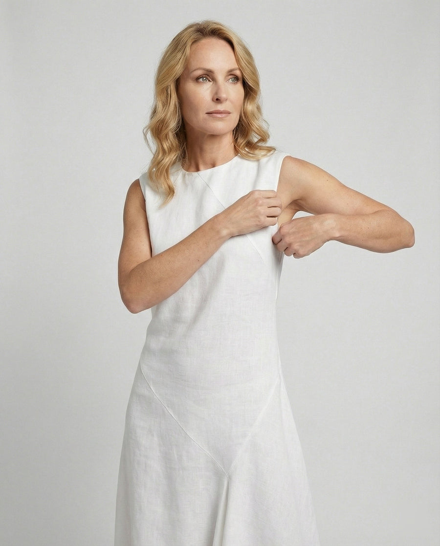 Jemima Linen Midi Dress in White