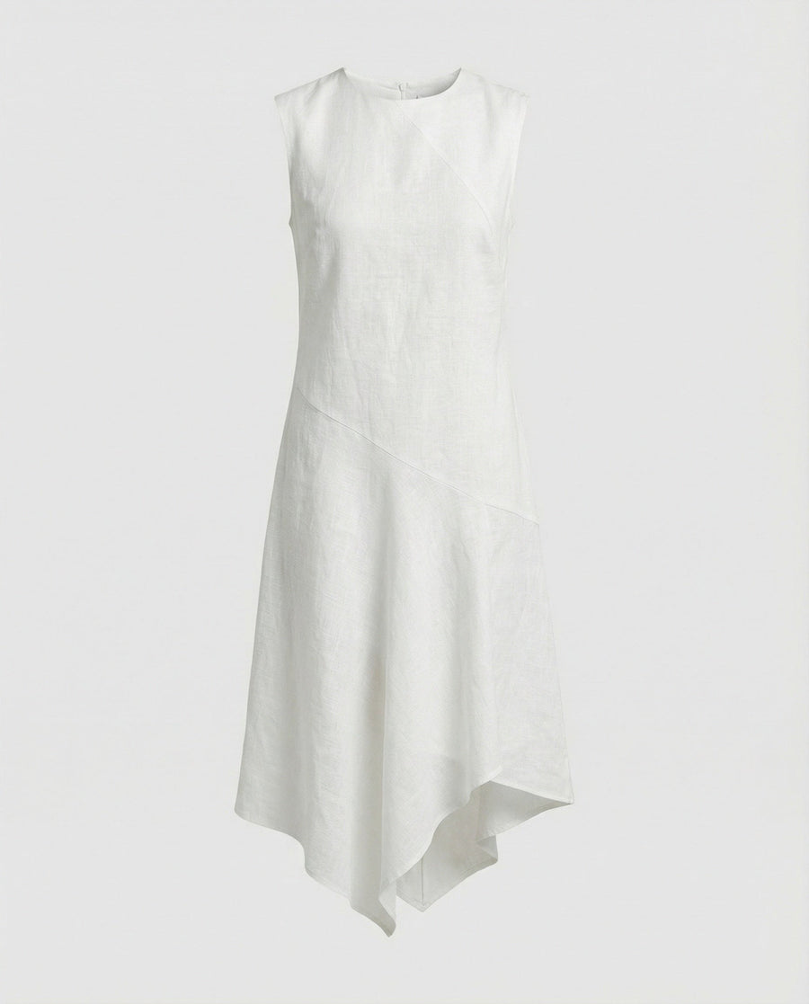 Jemima Linen Midi Dress in White