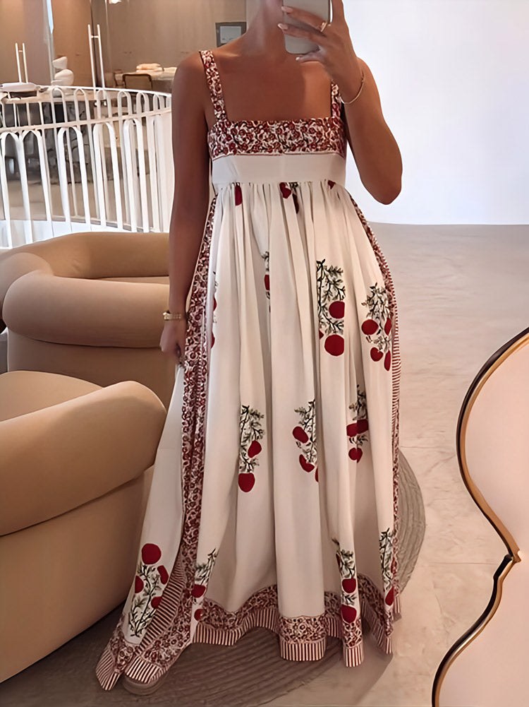 Jemima Women's Floral Print Square Neck Maxi Dress