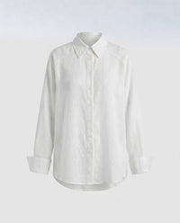 Jenna Casual Linen Blouse in White