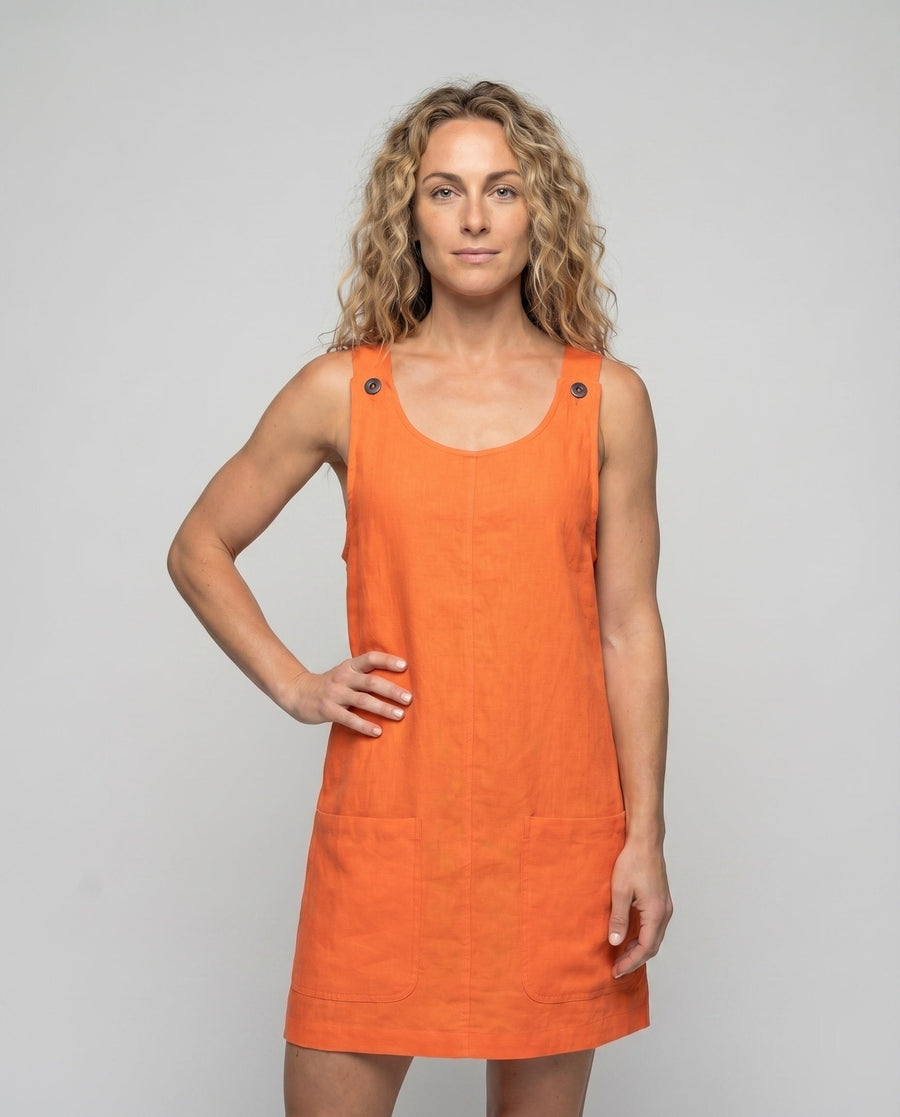 Jenna Linen Blend Mini Dress with Pockets